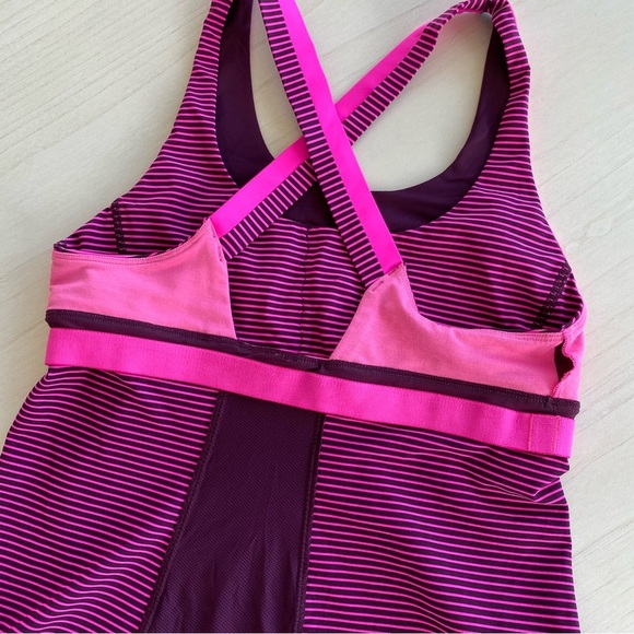 Lululemon Stuff Your Bra Tank II Hyper Stripe, Hot Pink/Maroon, Size M/L - Picture 13 of 15
